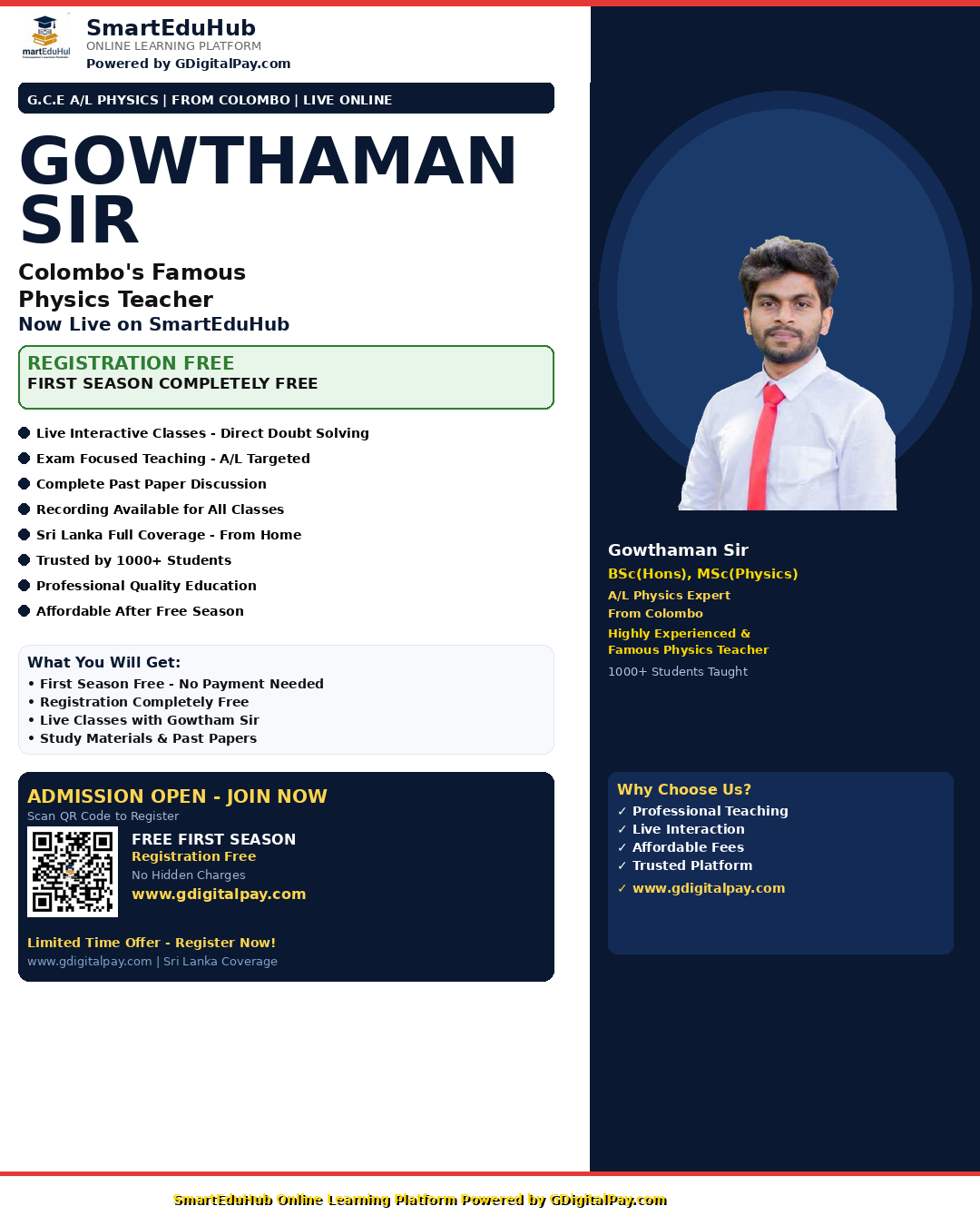 Gowthaman Sir - A/L Physics - Colombo Famous - SmartEduHub